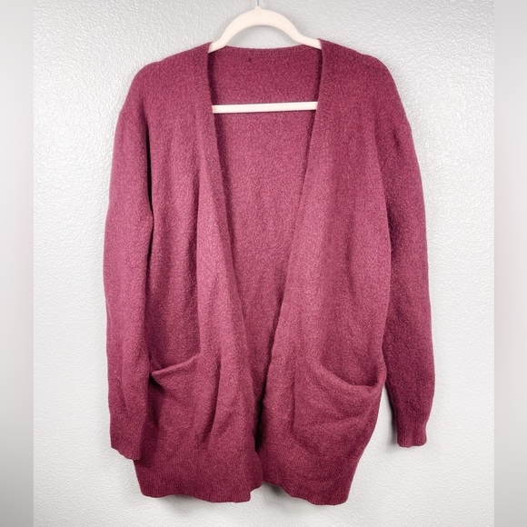 Madewell Sweaters - Madewell WOMENS Ryder Cardigan Sweater Merino Wool Alpaca Red Burgundy Stretch